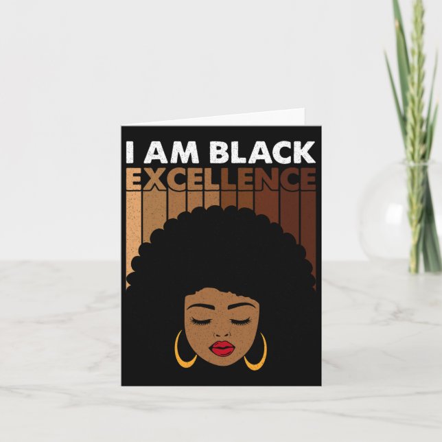 Jag är svart excellens Juneteenth firar Afro Bl Kort (Framsida)