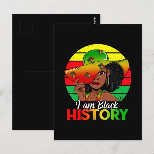 Jag är svart historia afrikanska Amerika Vykort (Fram/baksida)
