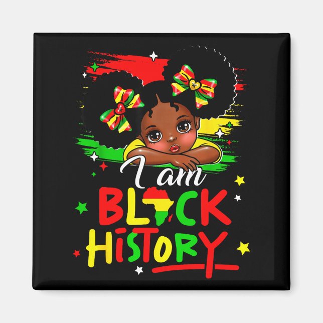 Jag Är Svart Historia Afro Flicka Liten Melanin Pr Magnet (Framsidan)