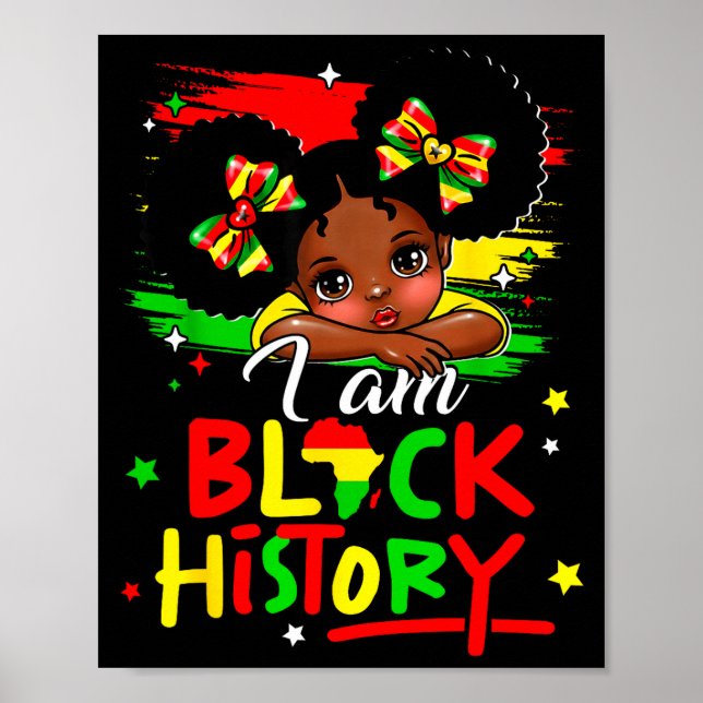 Jag Är Svart Historia Afro Flicka Liten Melanin Pr Poster (Framsidan)