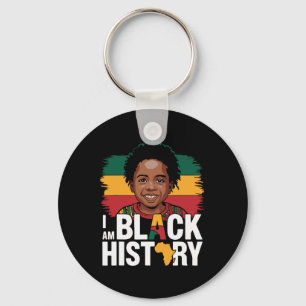 Jag är svart historia Afro liten pojke afrikansk A Nyckelring