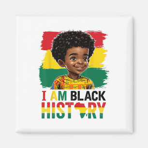 Jag är Svart Historia Afro Pojke Liten Melanin Pri Magnet
