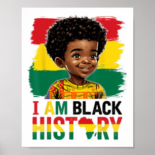 Jag är svart historia Afro pojke Liten Melanin Pri Poster