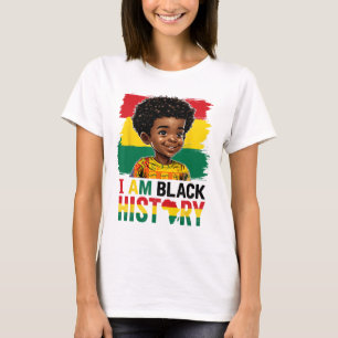 Jag är svart historia Afro pojke Liten melanin pri T Shirt