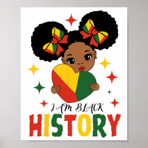 Jag är Svart historia Kids Girls Heart Black Histo Poster