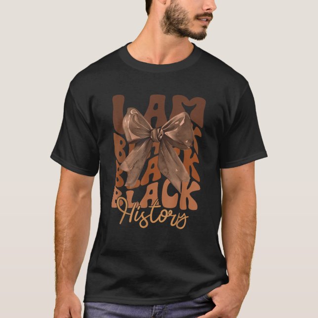 Jag är svart historiemåne Coquette Bow African Ame T Shirt (Framsida)