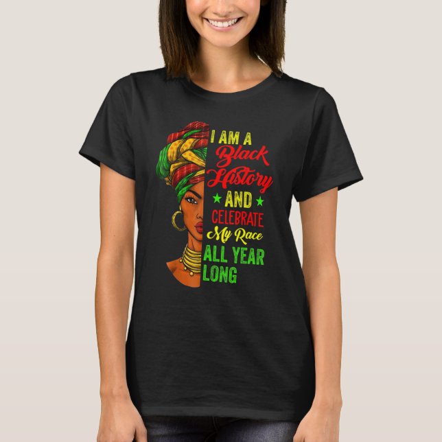 Jag är Svart historiens månad, stolt Afro African  T Shirt (Framsida)