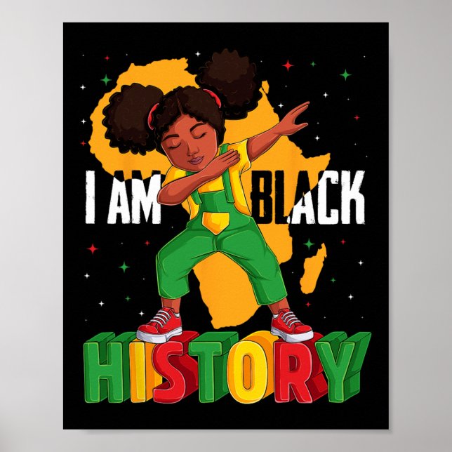 Jag är Svart historik Kids Girls Women Black Histo Poster (Framsidan)