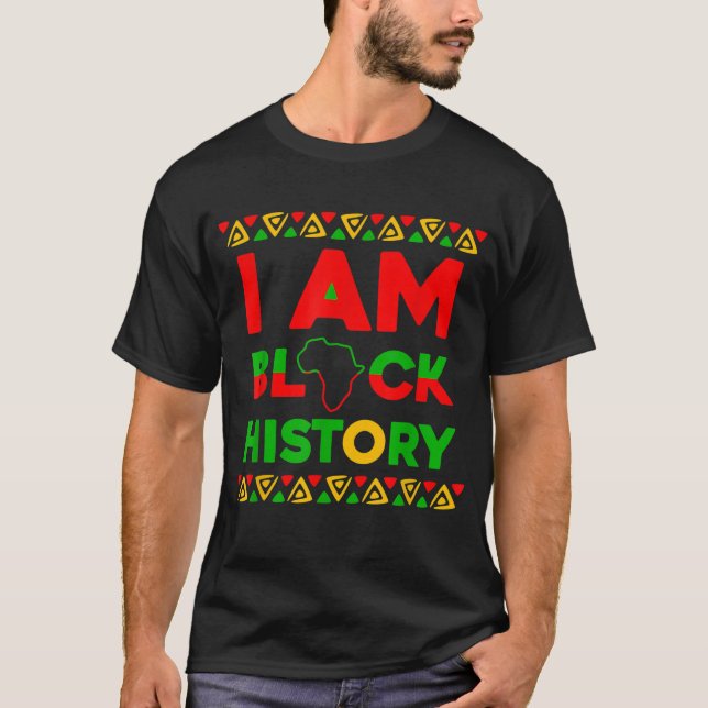 Jag är svart historik månad BLM Afrocentric T Shirt (Framsida)