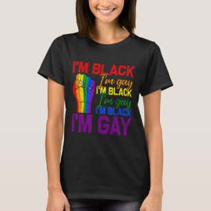 Jag är svart jag är gay kraft näve lgbtq stolthet t shirt