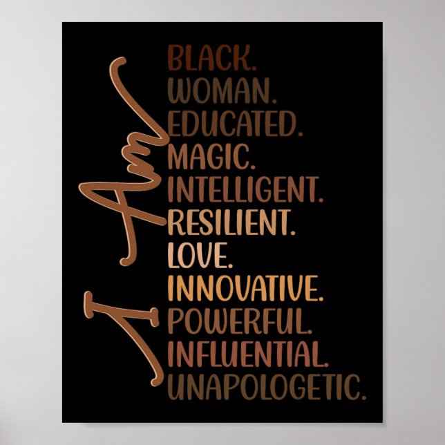 Jag Är Svart Kvinna Utbildad Melanin Svarta Histor Poster (Framsidan)