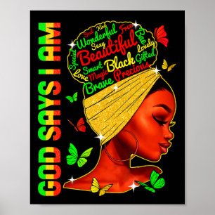 Jag är svart Melanin Black History Junete Poster