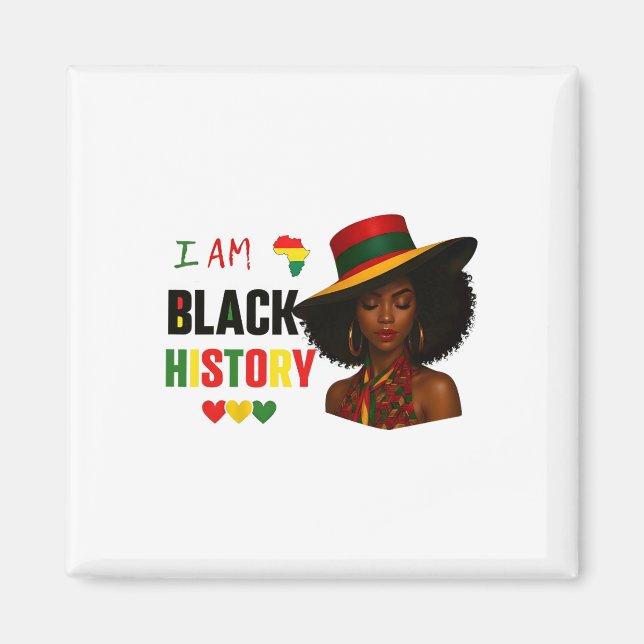 Jag är svarta historiemånaden afroamerikansk afro  magnet (Framsidan)