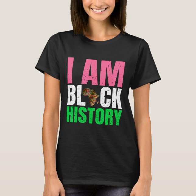 Jag är svarta historiemånaden Juneteenth rosa och  T Shirt (Framsida)