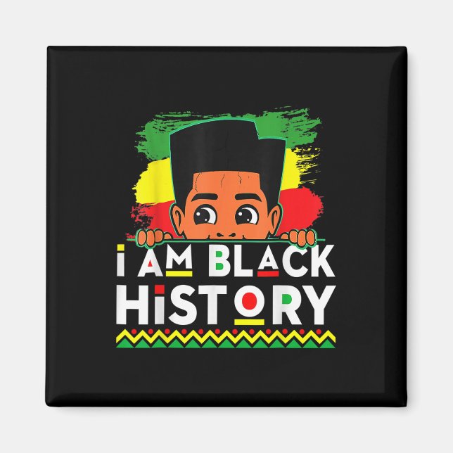 Jag Är Svarta Historik Månad Barn Pojkar Afro Afri Magnet (Framsidan)