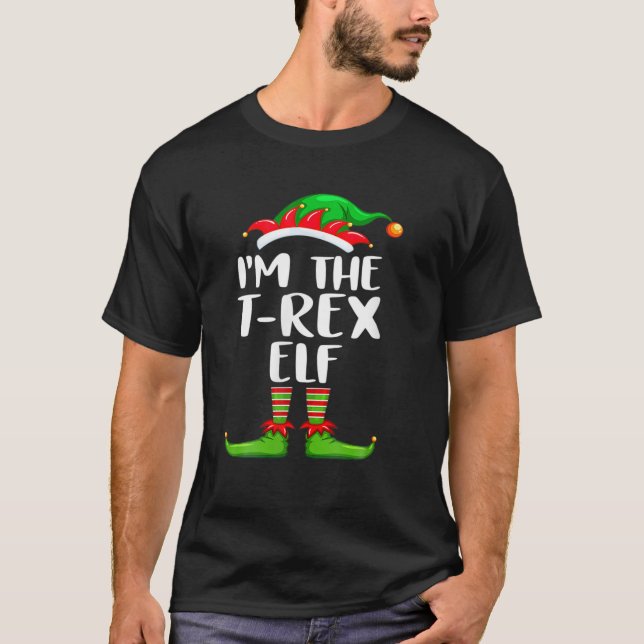 Jag är T-Rex Elf Matching Family Group jul T Shirt (Framsida)
