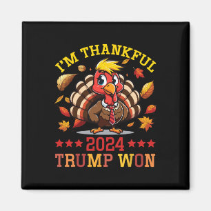 Jag är tacksam 2024 Trump Won Thanksgiving Patriot Magnet