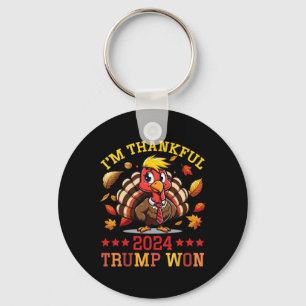 Jag är tacksam 2024 Trump Won Thanksgiving Patriot Nyckelring