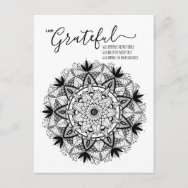 Jag är tacksam för bekräftelse och avsikt Mandala Vykort