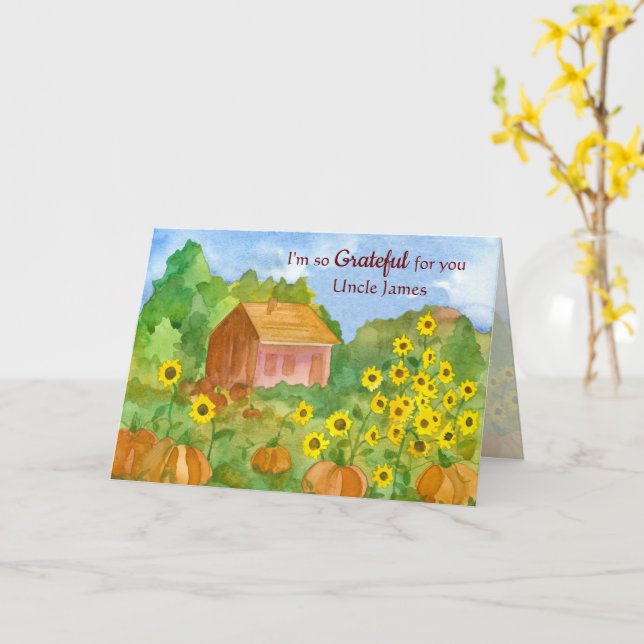 Jag är tacksam för dig, farbror Happy thanksgiving Kort (Gul blomma)