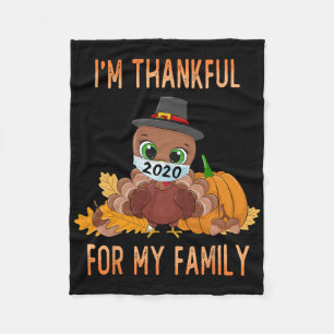 Jag är tacksam för min familjs Thanksgiving-kalkon Fleecefilt