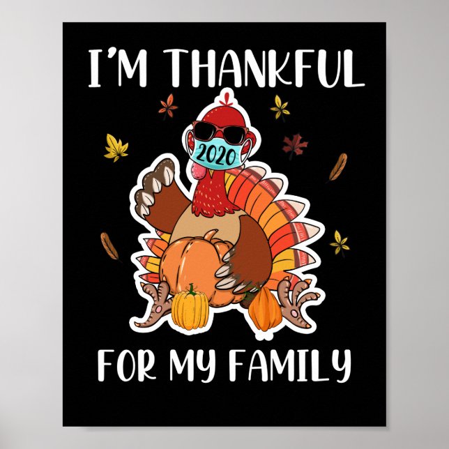Jag är tacksam för min Thanksgiving Turkiet Poster (Framsidan)