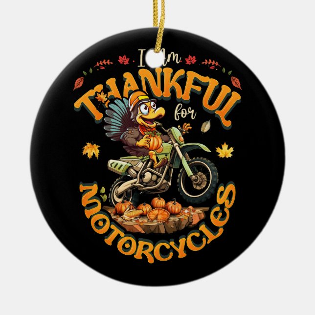 Jag är tacksam för motorcykelns Thanksgiving i Tur Julgransprydnad Keramik (Framsidan)