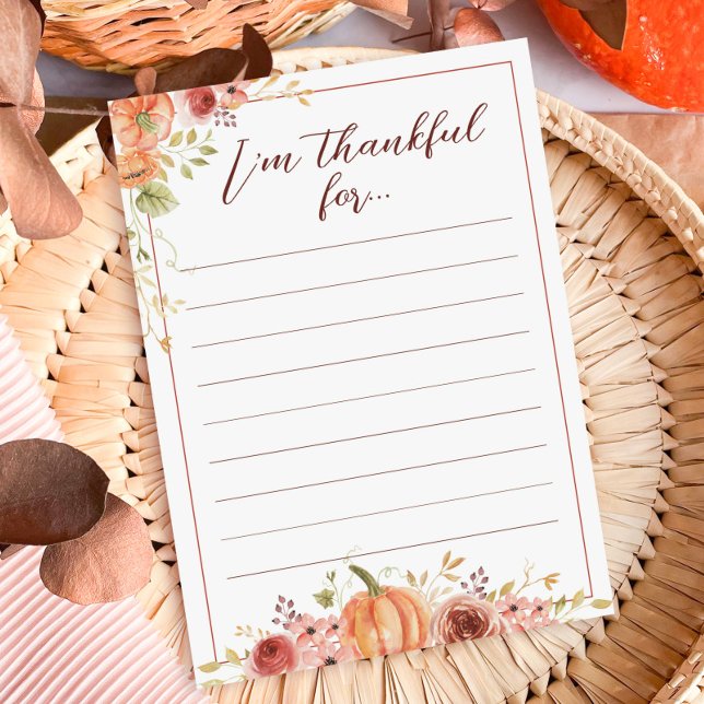 Jag är tacksam för Thanksgiving Note Cards Inbjudningar (Skapare uppladdad)