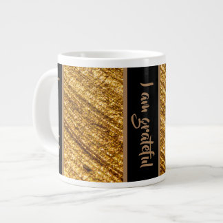 Jag är Tacksam Mugg Guld Brun Design Jumbo Mugg
