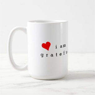 Jag är tacksam Red Heart Gratitude Reminder Kaffemugg