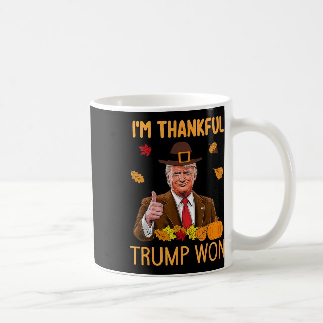 Jag är tacksam Trump Won Thanksgiving Turkey Trump Kaffemugg (Höger)