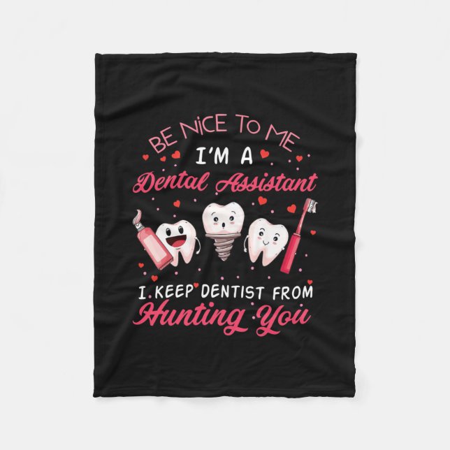 Jag är tandassistent Lycklig Fleecefilt (Framsidan)