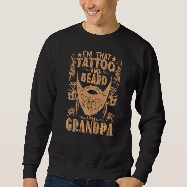 Jag är Tattoos och Beard Kinda Grandpa Tattoos Lång Ärmad Tröja (Framsida)