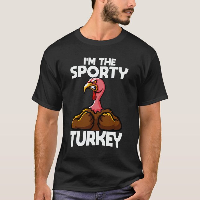 Jag är Thanksgivingen Sporty Turkey Family T Shirt (Framsida)