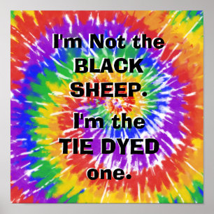 Jag är Tie Dyed Sheep, Snarky Humor, Hippy Poster