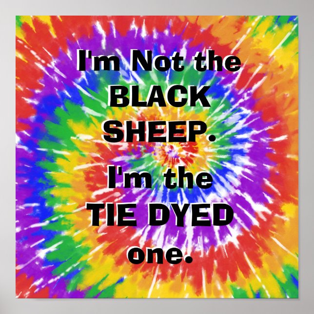 Jag är Tie Dyed Sheep, Snarky Humor, Hippy Poster (Framsidan)
