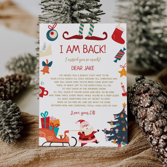 Jag är tillbaka Elf-julen Brev Inbjudningar (Skapare uppladdad)