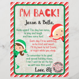 Jag är tillbaka jul Elf Arrival Brev