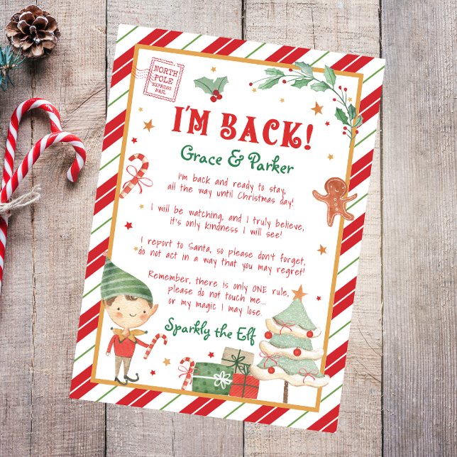 Jag är tillbaka Tomte Välkommen Hej Jul Tomte (Welcome back elf letter that you can personalize and create Christmas magic with your Christmas Elf.)