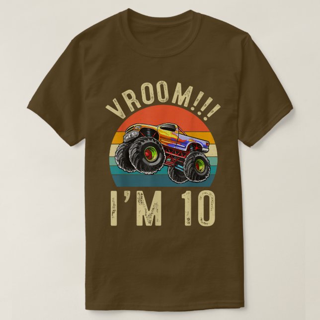Jag är tio år gammal Vroom 10 Födelsedagsfest Last T Shirt (Design framsida)
