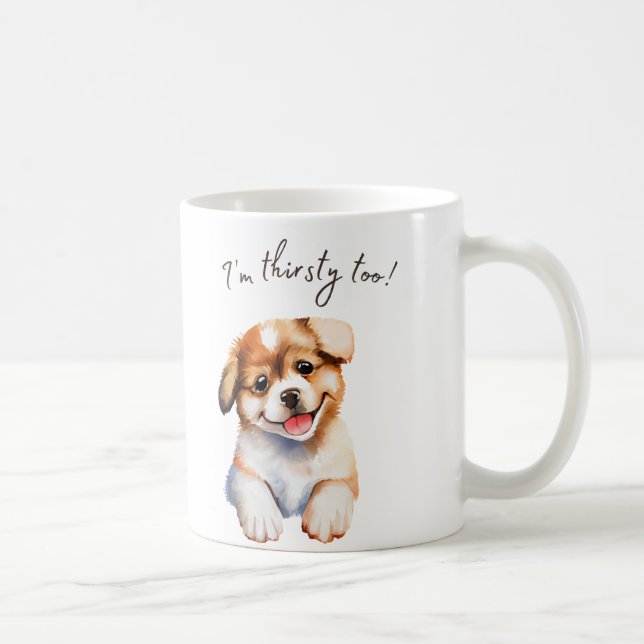 Jag är törstig, låt oss dricka tillsammans Puppy M Kaffemugg (Höger)