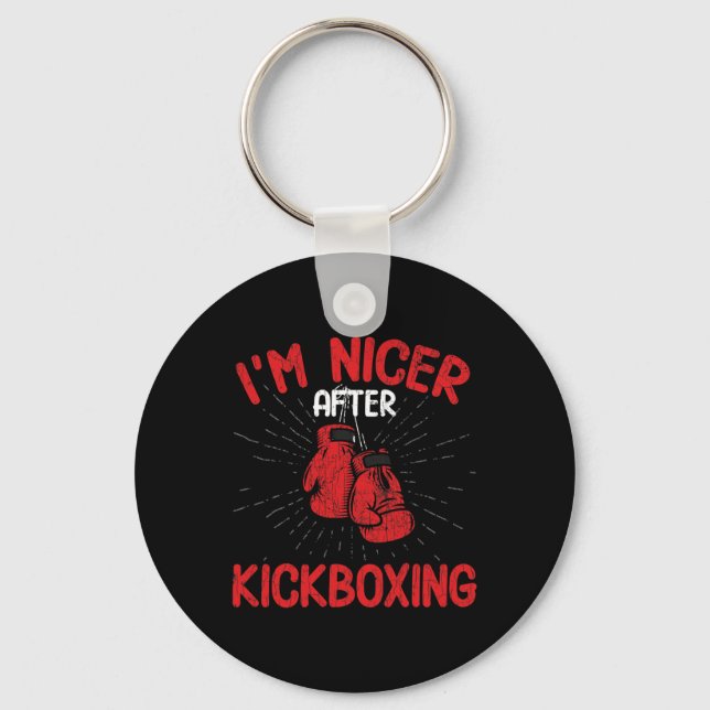 Jag är trevligare efter kickboxning Rolig kickboxa Nyckelring (Framsida)