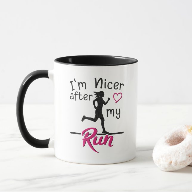 Jag är trevligare efter min löptur Rolig kaffe Mugg (Med munk)