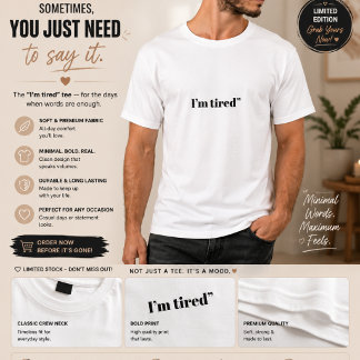 Jag är trött Herr T-Shirt | Minimal text grafik t-