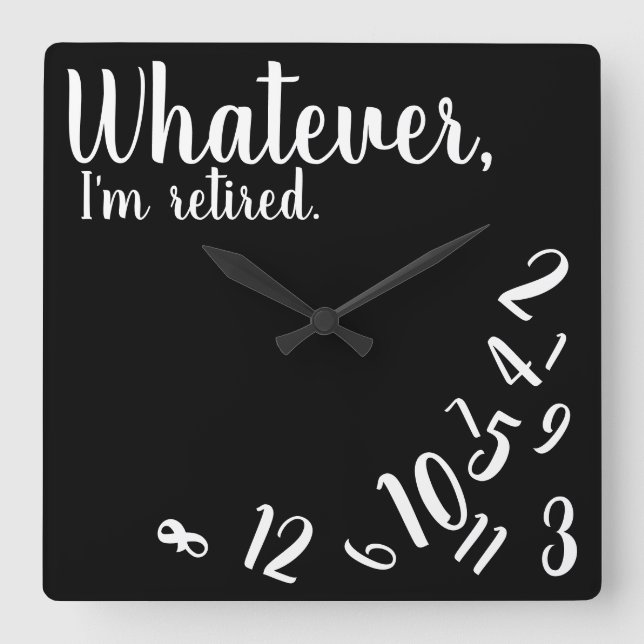 Jag är trött på Pension Simple Black Fyrkantig Klocka (Framsida)