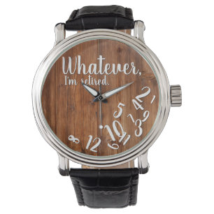 Jag är trött Rustic Wood Funny Pension Brown Armbandsur