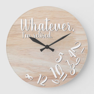 Jag är trött Rustic Wood Funny Pension Stor Klocka