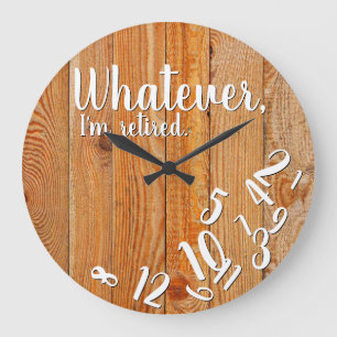 Jag är trött Rustic Wood Funny Pension Stor Klocka