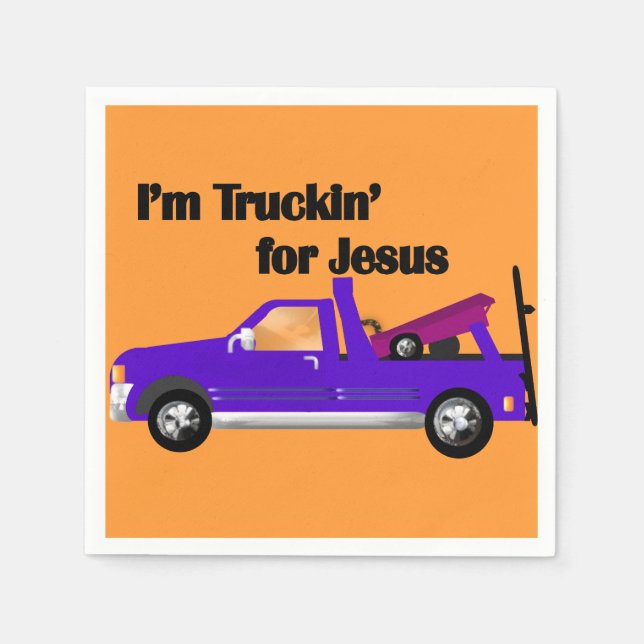 Jag är Truckin för Jesus (Tow Lastbil) Pappersservett (Framsidan)