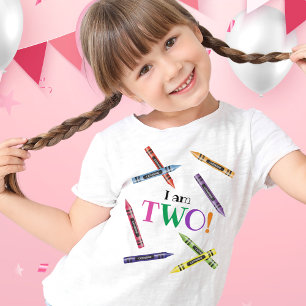 Jag är två Crayon Kids andra födelsedagen Party T Shirt